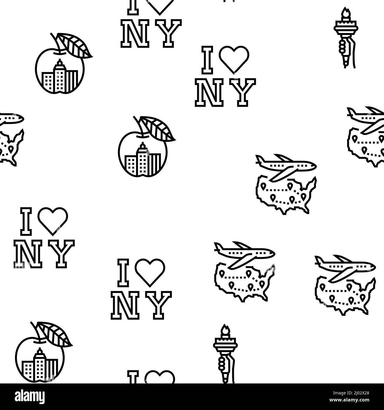 New York American City Landmarks Vector Seamless Pattern Stock Vector ...