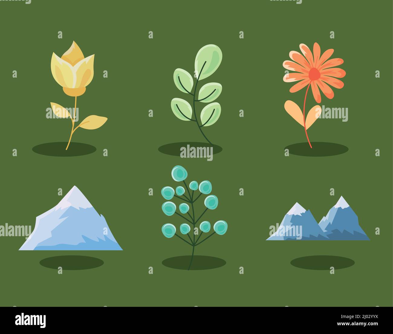 six landscape nature set icons Stock Vector Image & Art - Alamy