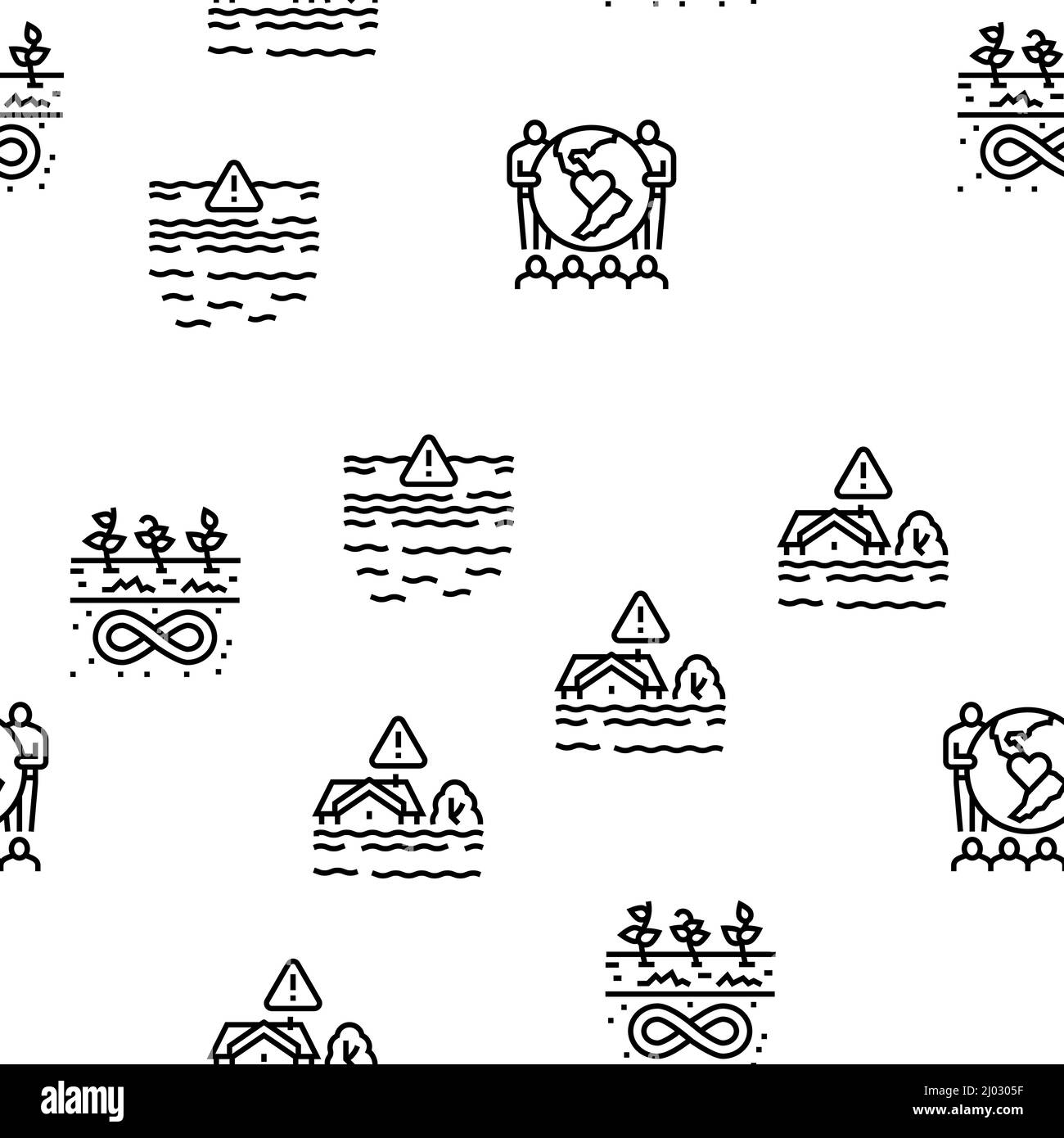 Climate Change And Eco Problem Vector Seamless Pattern Stock Vector ...