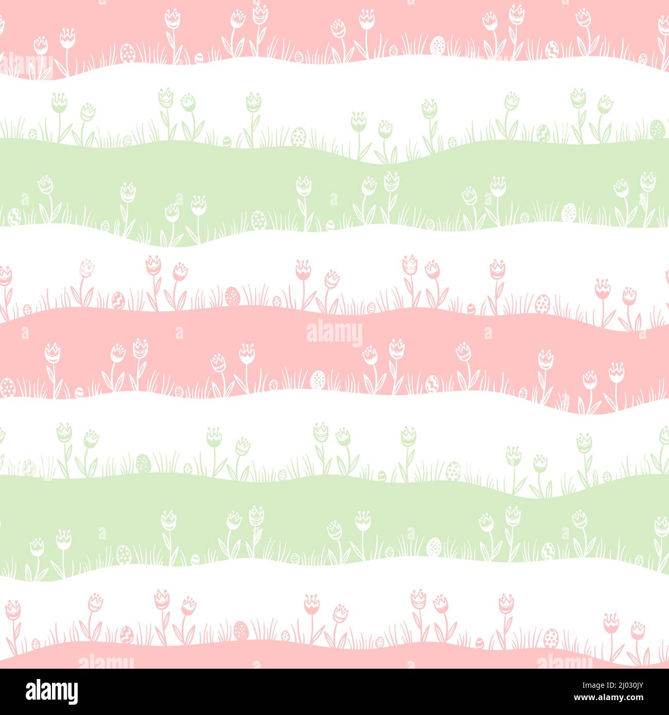 Cute hand drawn Easter horizontal seamless pattern with bunnies ...