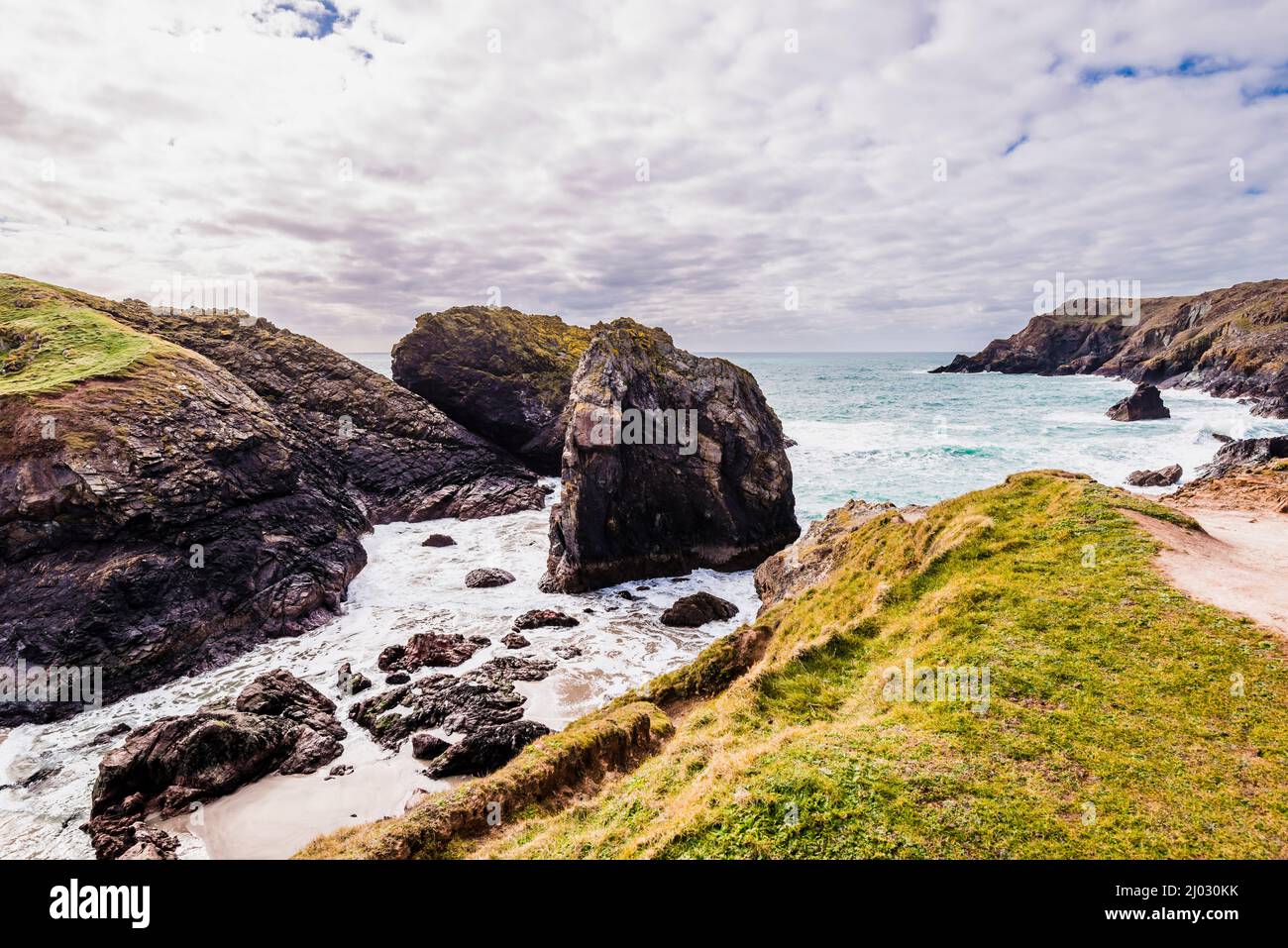 The Bellows at low tide at Kynance Cove, Lizard, Cornwall, UK Stock