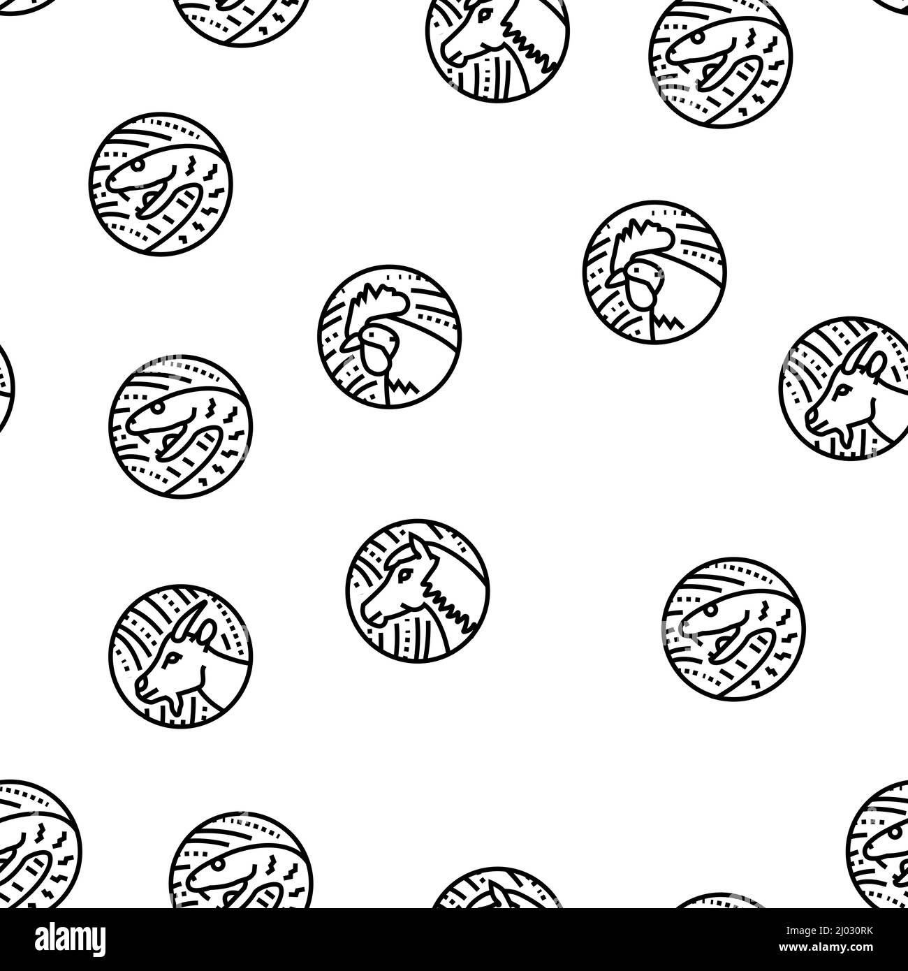 Chinese Horoscope And Accessory Vector Seamless Pattern Stock Vector