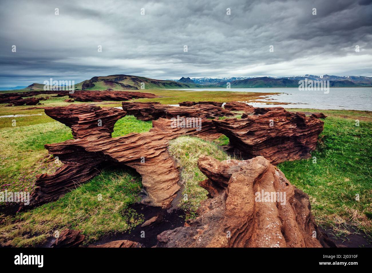 Sandy rocks with by magma formed by winds. Popular tourist attraction ...