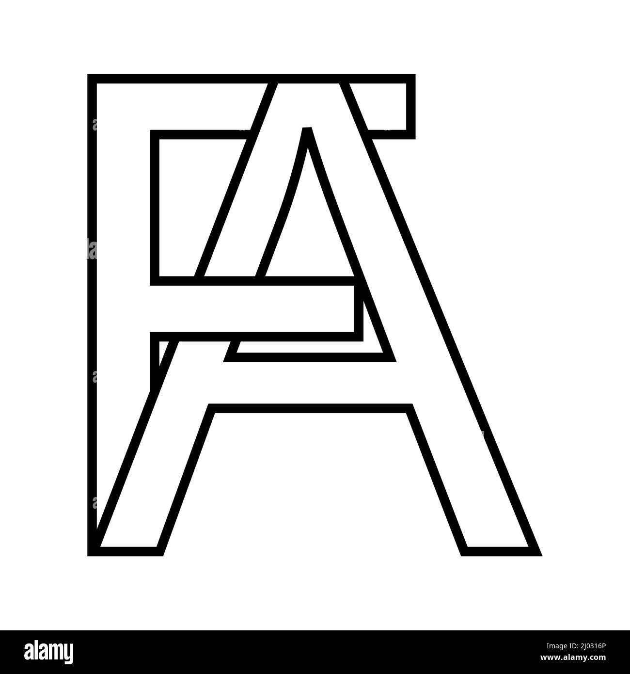 Logo sign, fa af icon nft, fa interlaced letters f a Stock Vector