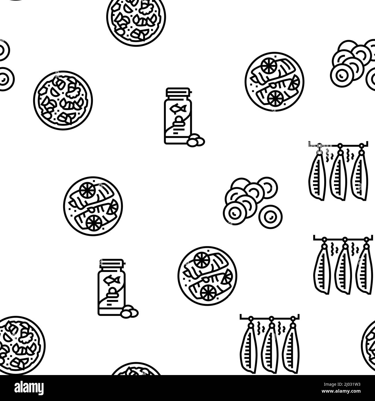 Salmon Fish Delicious Seafood Vector Seamless Pattern Stock Vector ...