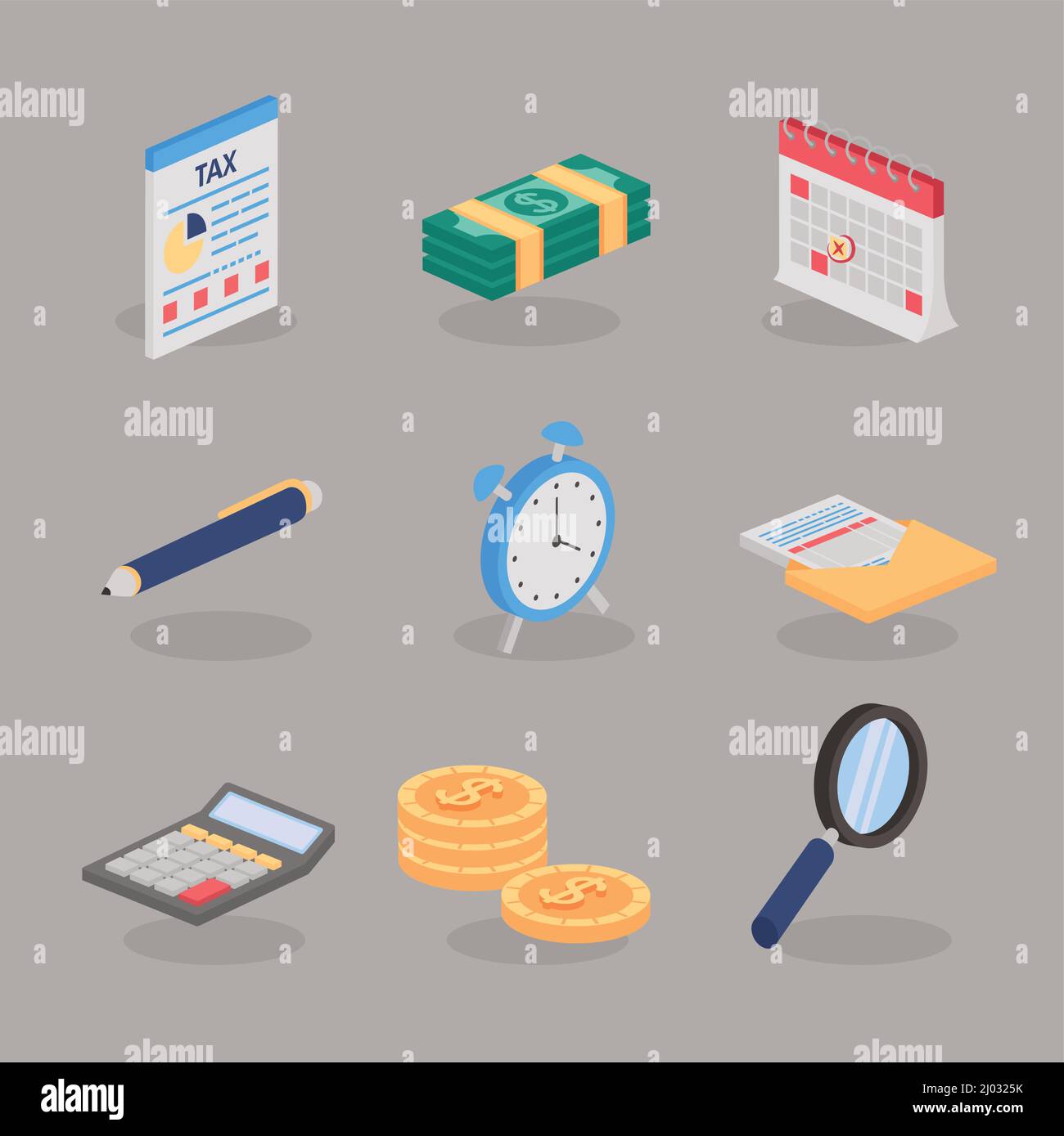 tax isometric set nine icons Stock Vector Image & Art - Alamy