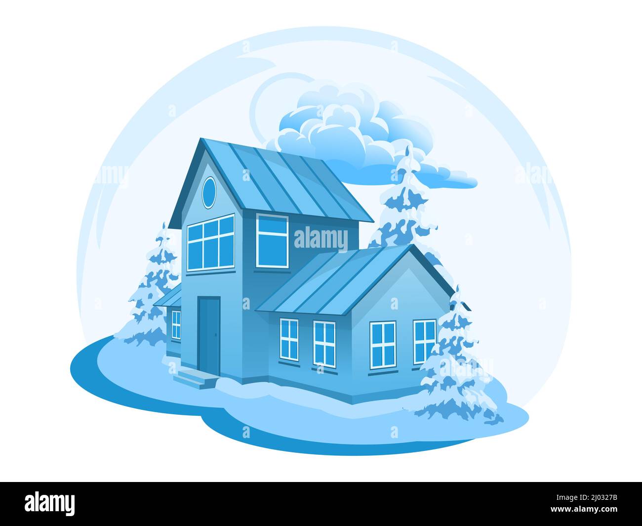 Winter landscape. House surrounded by trees Stock Vector Image & Art ...