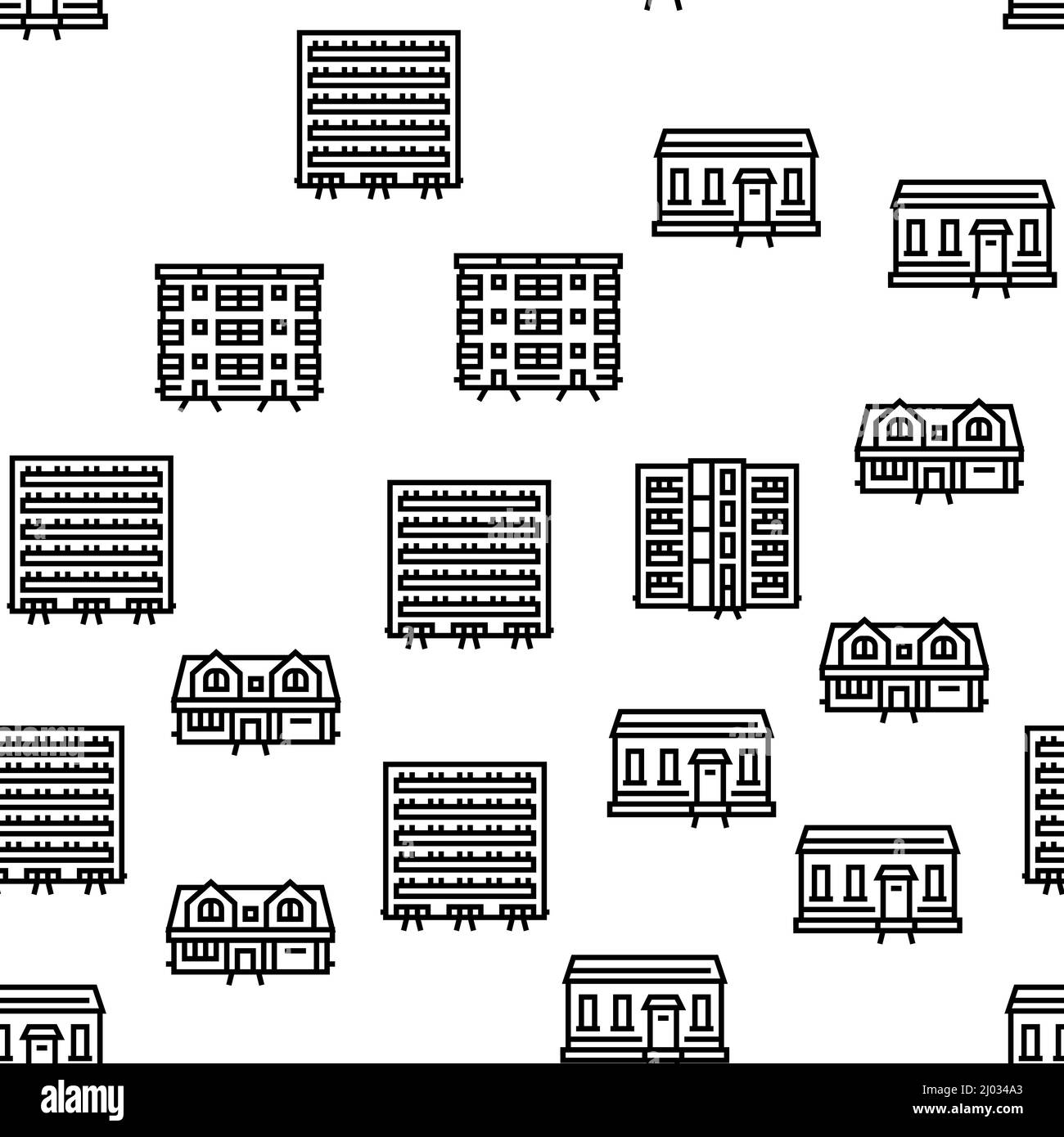 House Architectural Exterior Vector Seamless Pattern Stock Vector Image ...