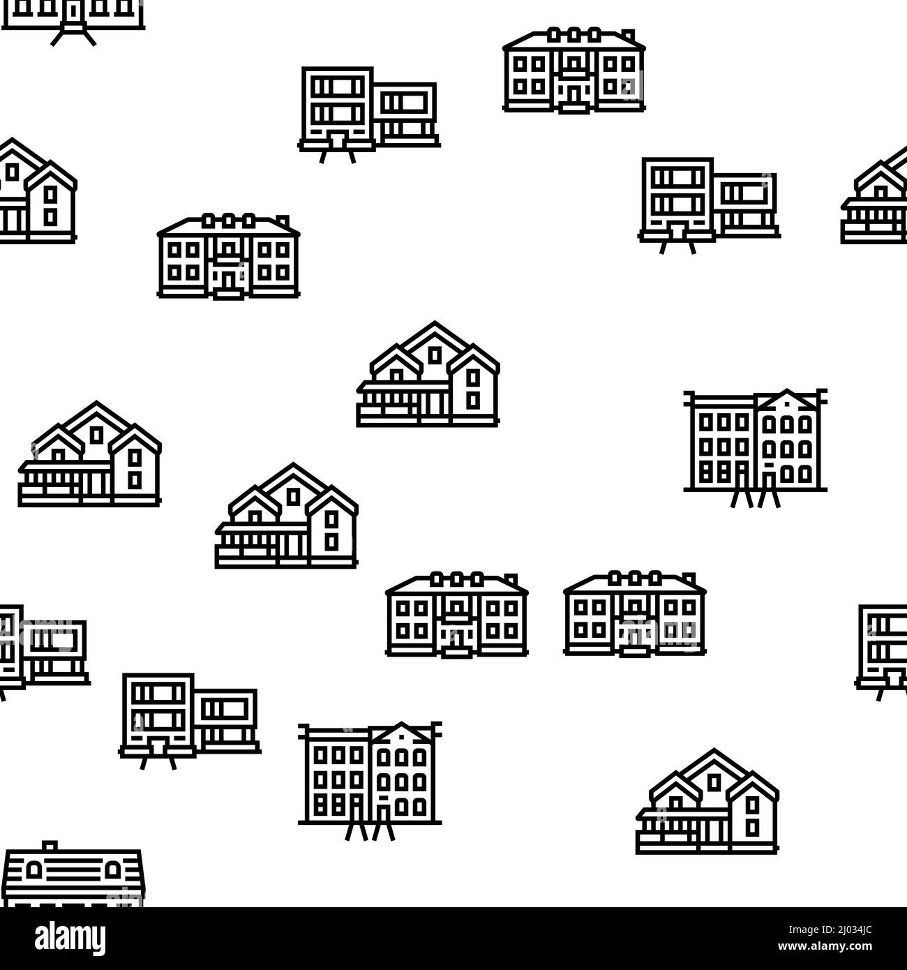 House Architectural Exterior Vector Seamless Pattern Stock Vector Image ...
