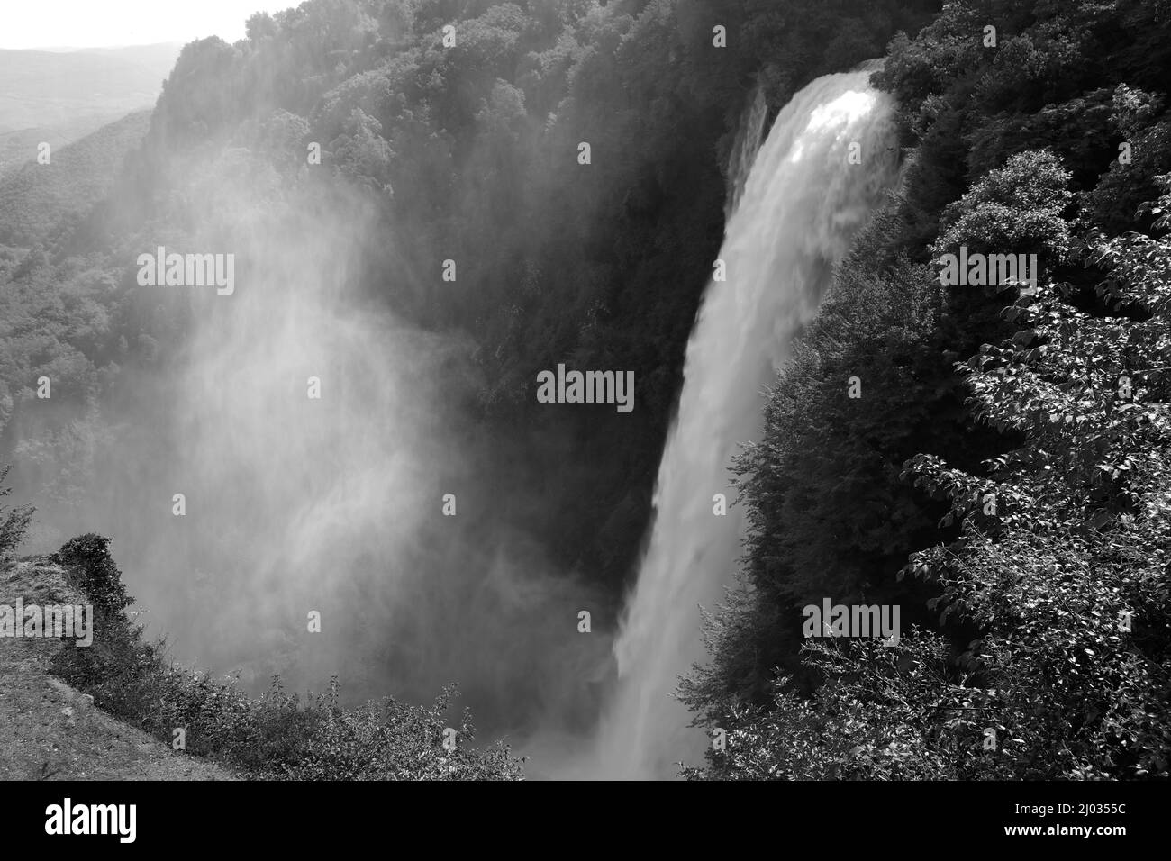 Top view of Marmore waterfall, in Umbria, central Italy Stock Photo