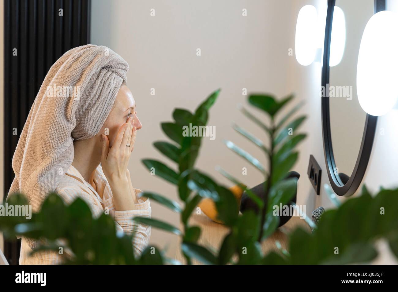 girl at makeup table Stock Photo Alamy