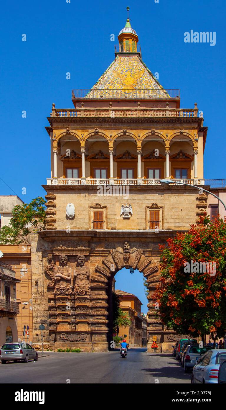 Porta Nuova, Palermo, Sicily, Italy, Europe Stock Photo