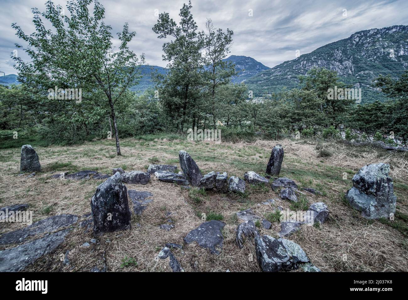 Megalithic finds in the hamlet of Croppola, Montecrestese, Val d'Ossola, V.C.O. (Verbano-Cusio-Ossola), Piedmont, Italy, Europe Stock Photo