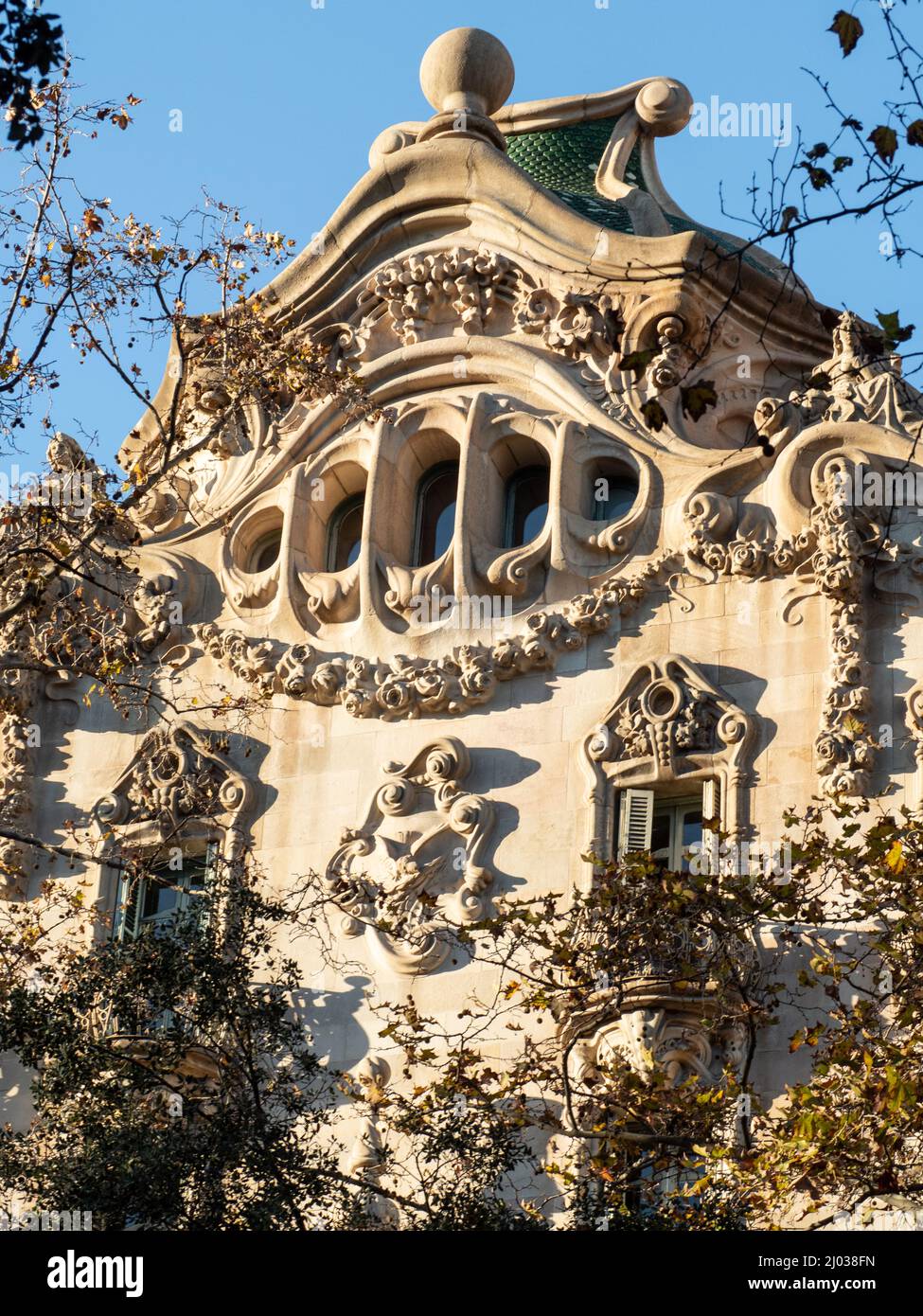 Detail of Barcelona building facade, Barcelona, Catalonia, Spain, Europe Stock Photo
