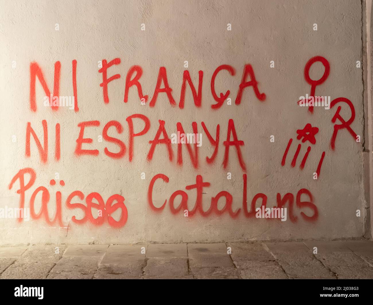 Grafitti advocating the independence of Catalonia from Spain, Barcelona, Catalonia, Spain, Europe Stock Photo
