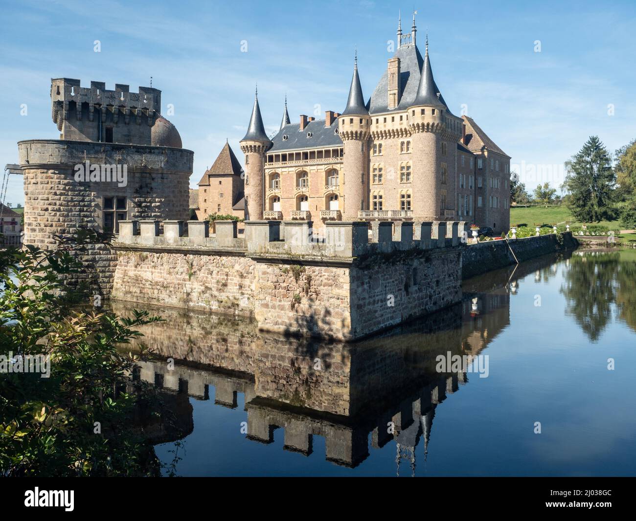 Chateau dating from between 14th and 19th centuries, of the town of La Clayette, Saone-et-Loire, in southern Burgundy, France, Europe Stock Photo
