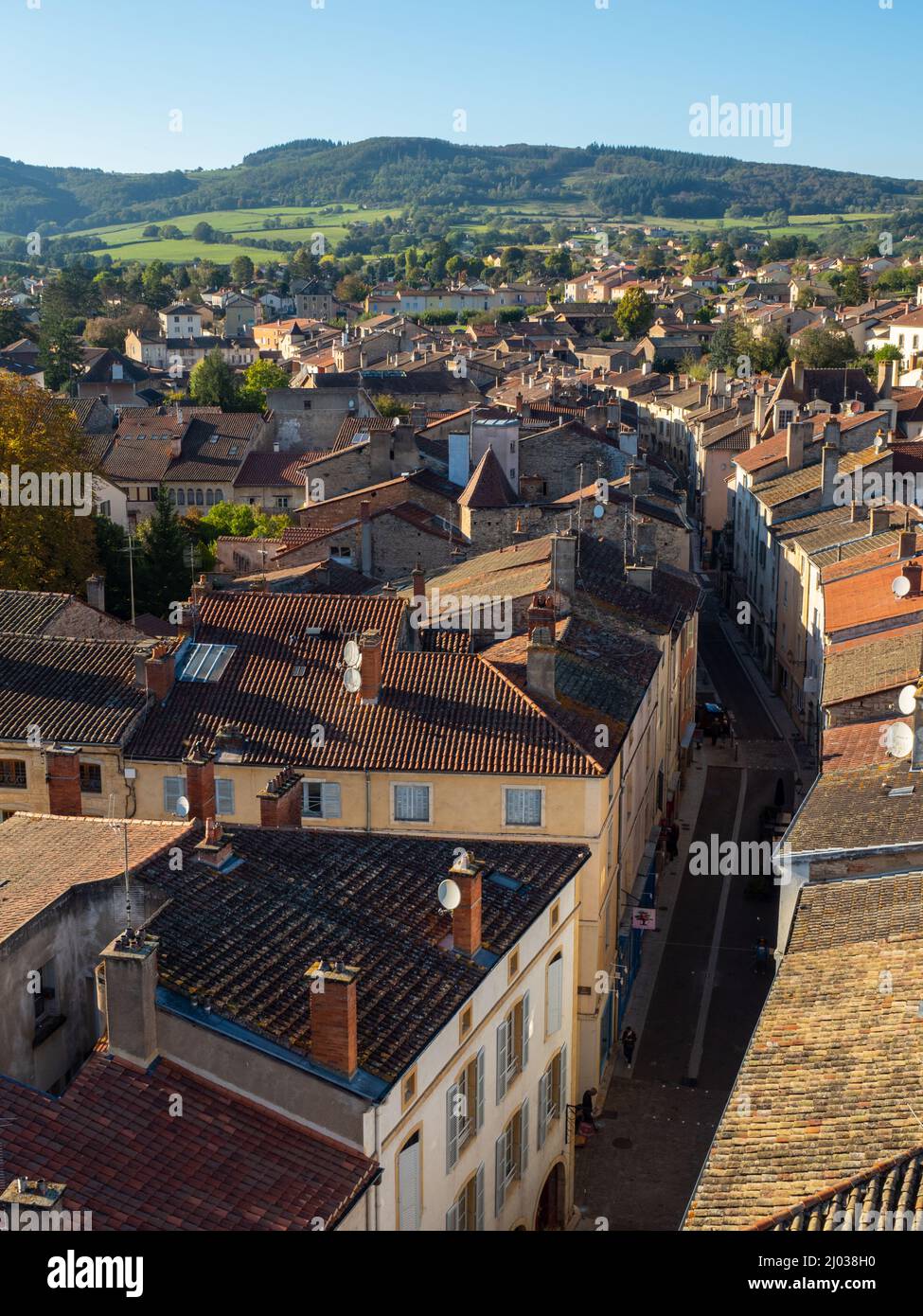 Looking down on the town of Cluny from the Cheese Tower, Cluny, Saone-et-Loire, Burgundy, France, Europe Stock Photo