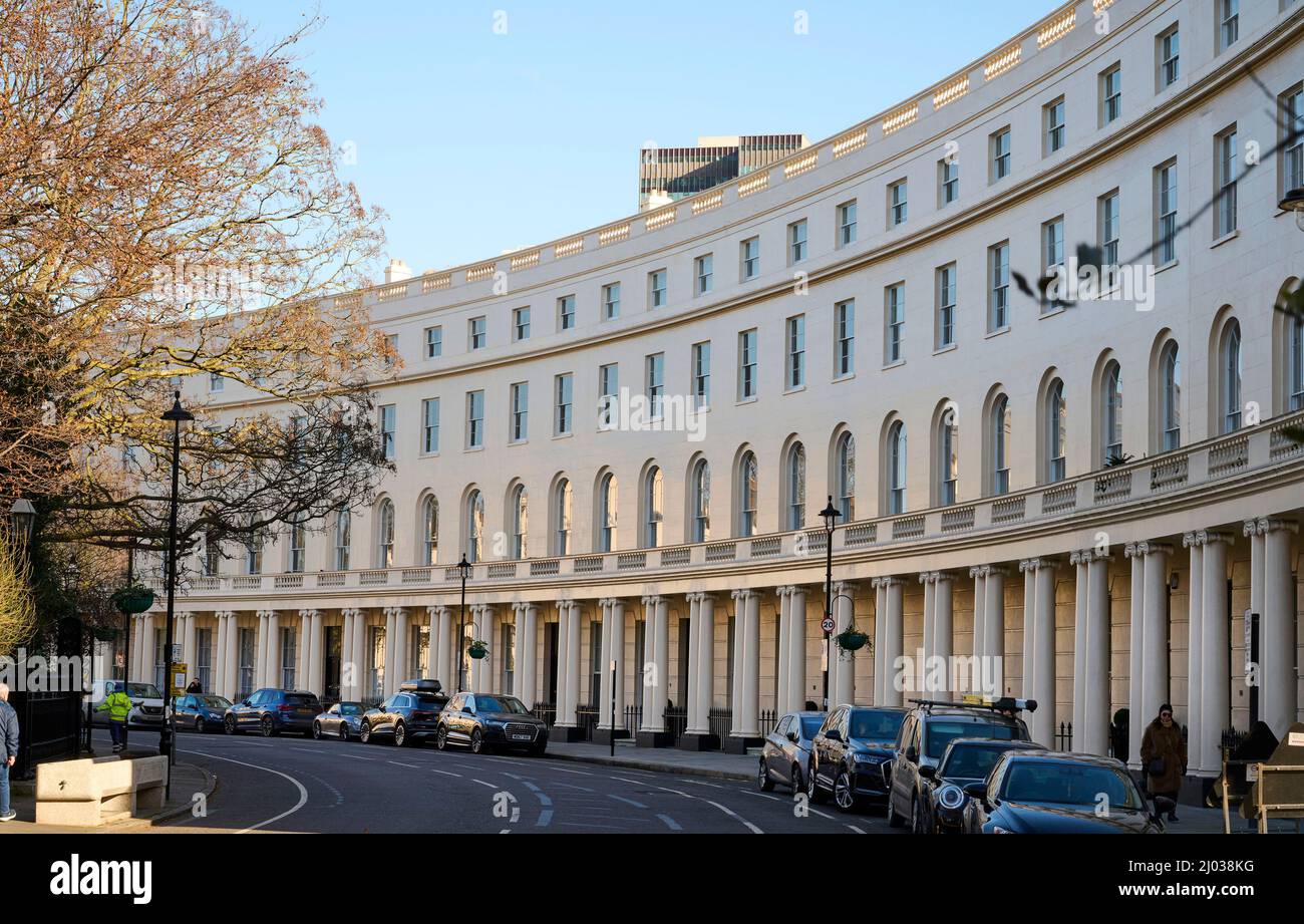 Regents Crescent, Central London, Uk, Regency architecture designed by John Nash Stock Photo