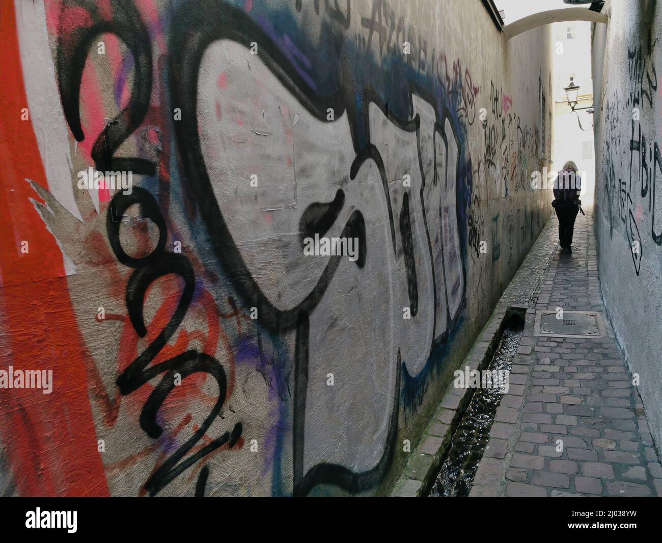 Schmiererei an den Wänden in der Altstadt von Freiburg im Breisgau, Baden-Würtemberg, Deutschland  /  Graffiti on the walls in the old town of Freibur Stock Photo