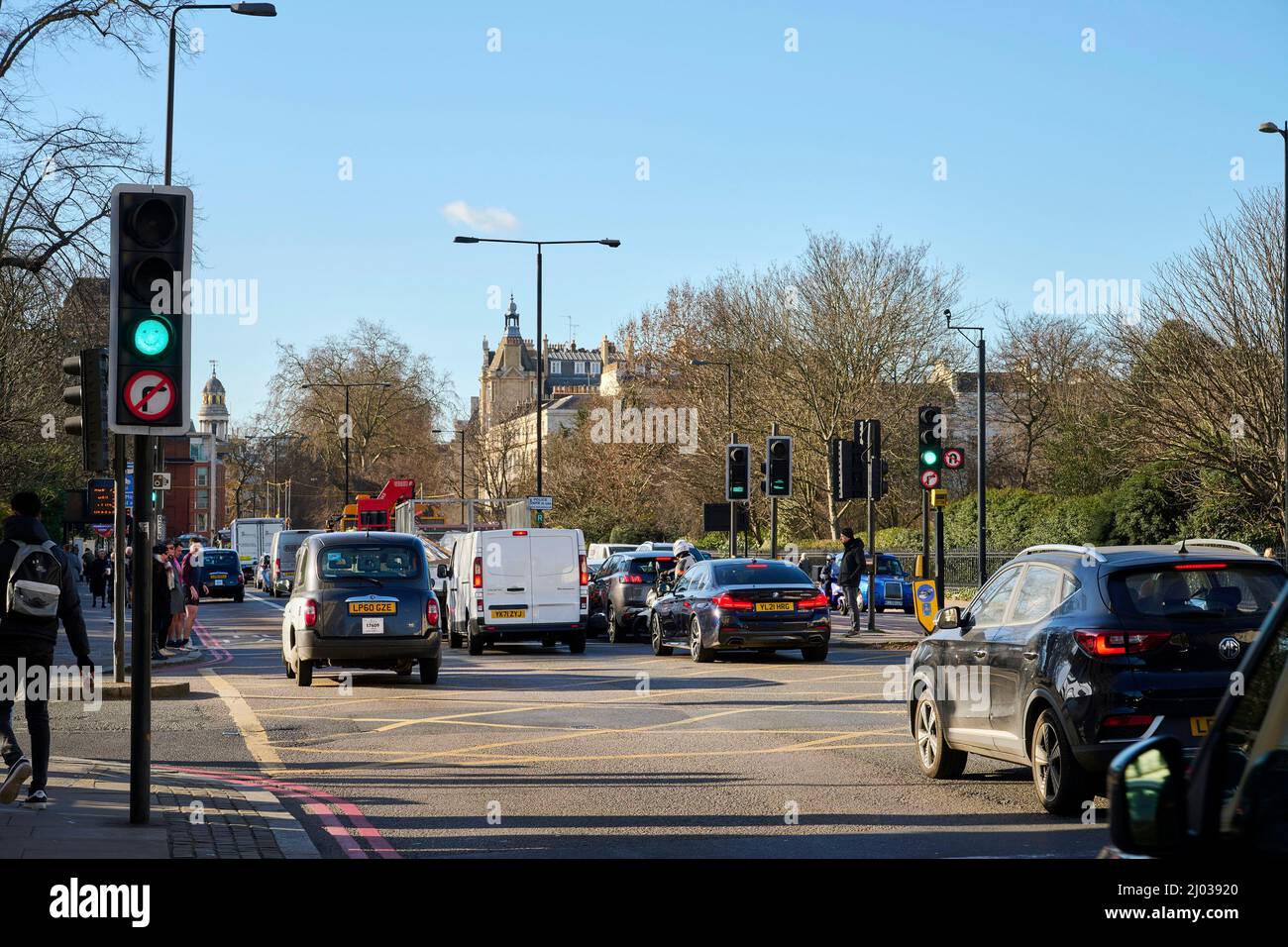 Traffic congestion, Marylebone Road, London, Uk Stock Photo