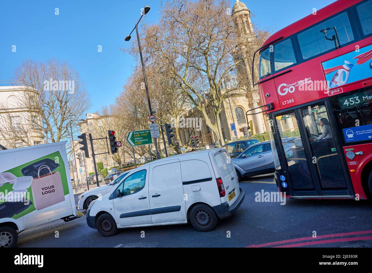 Traffic congestion, Marylebone Road, London, Uk Stock Photo
