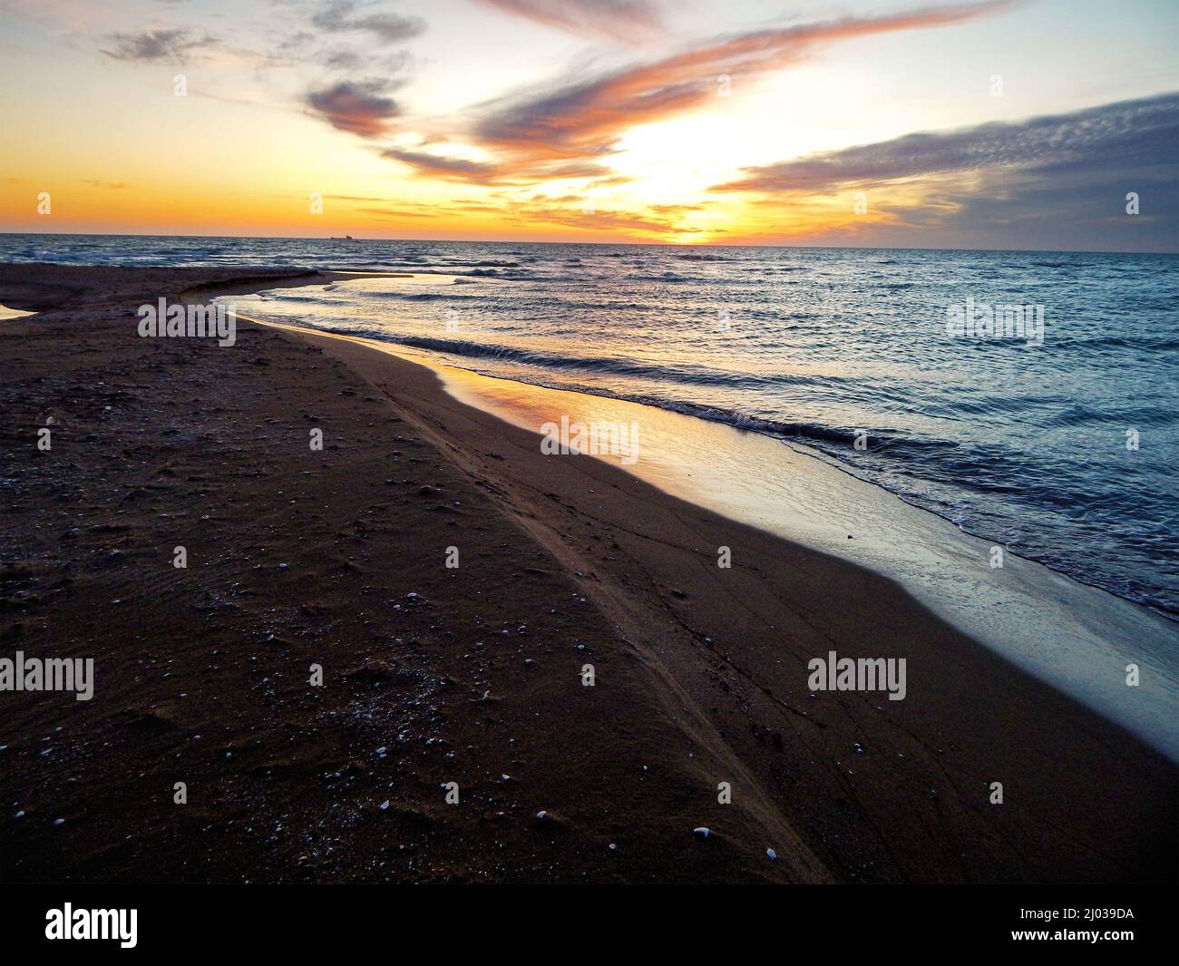 Sandy coast of the Caspian Sea. Kazakhstan. Mangistau region. 03 February. 2020 year. Stock Photo