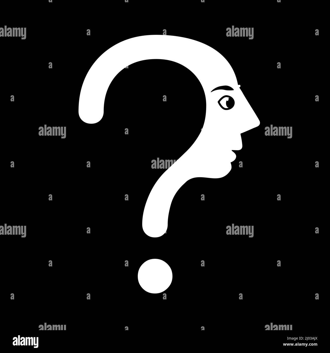Question mark with face. Face profile silhouette icon vector illustration Stock Vector