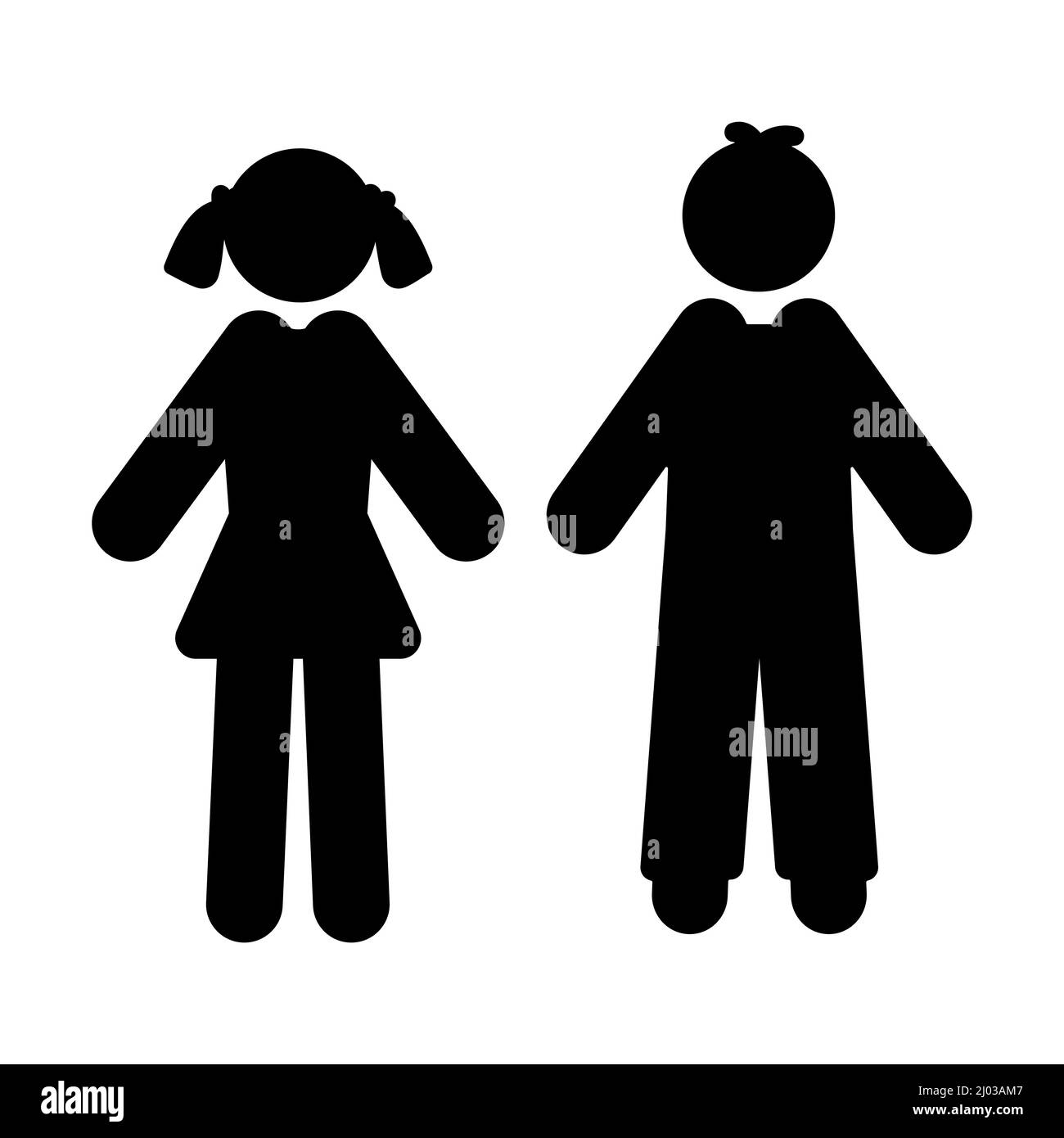 Modern Girl and Boy icon isolated on white background. Flat vector illustration Stock Vector