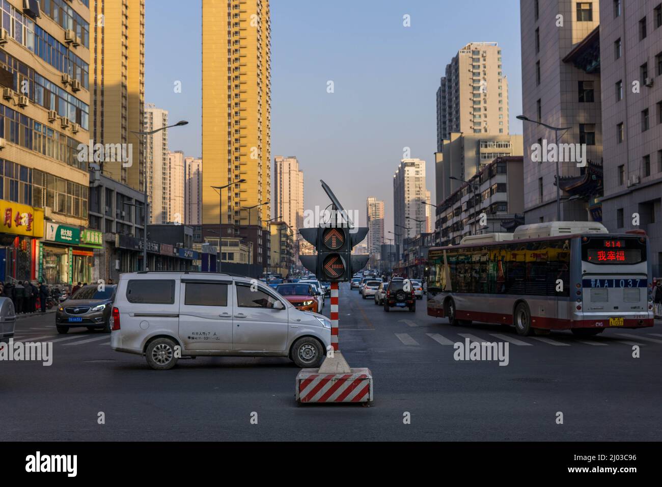 Traffic Intersection Northern China - Taiyuan Stock Photo