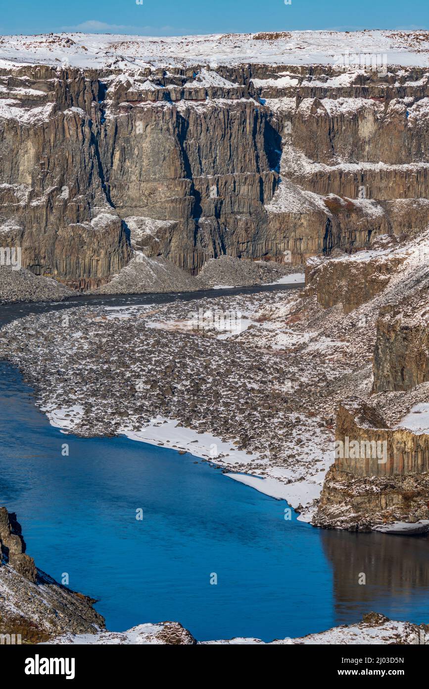 Massive deep canyon with vertical walls, vertical composition Stock