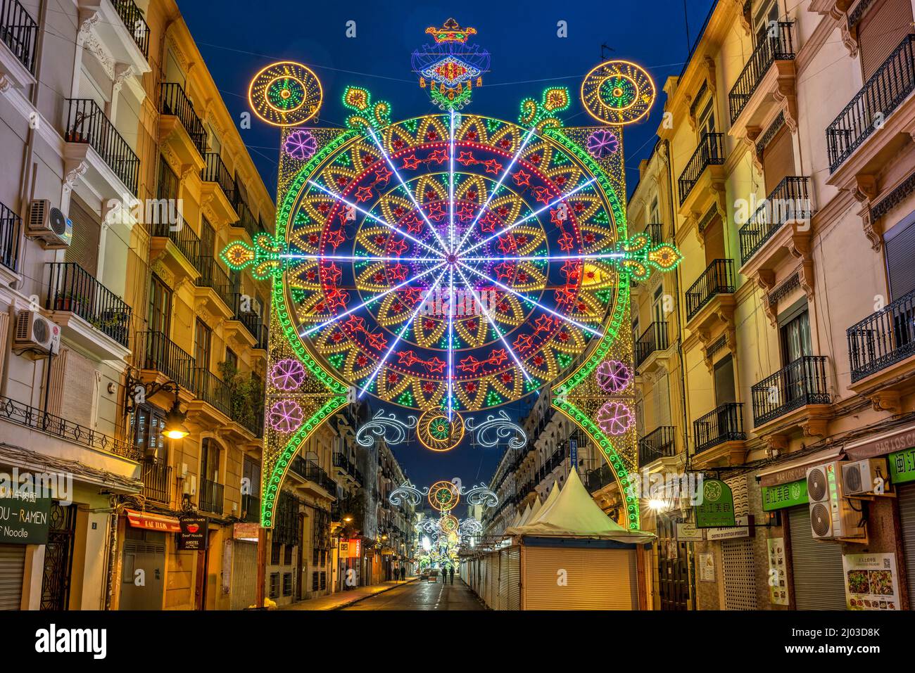 Street light decoration during the Annual Fallas Festival, Valencia