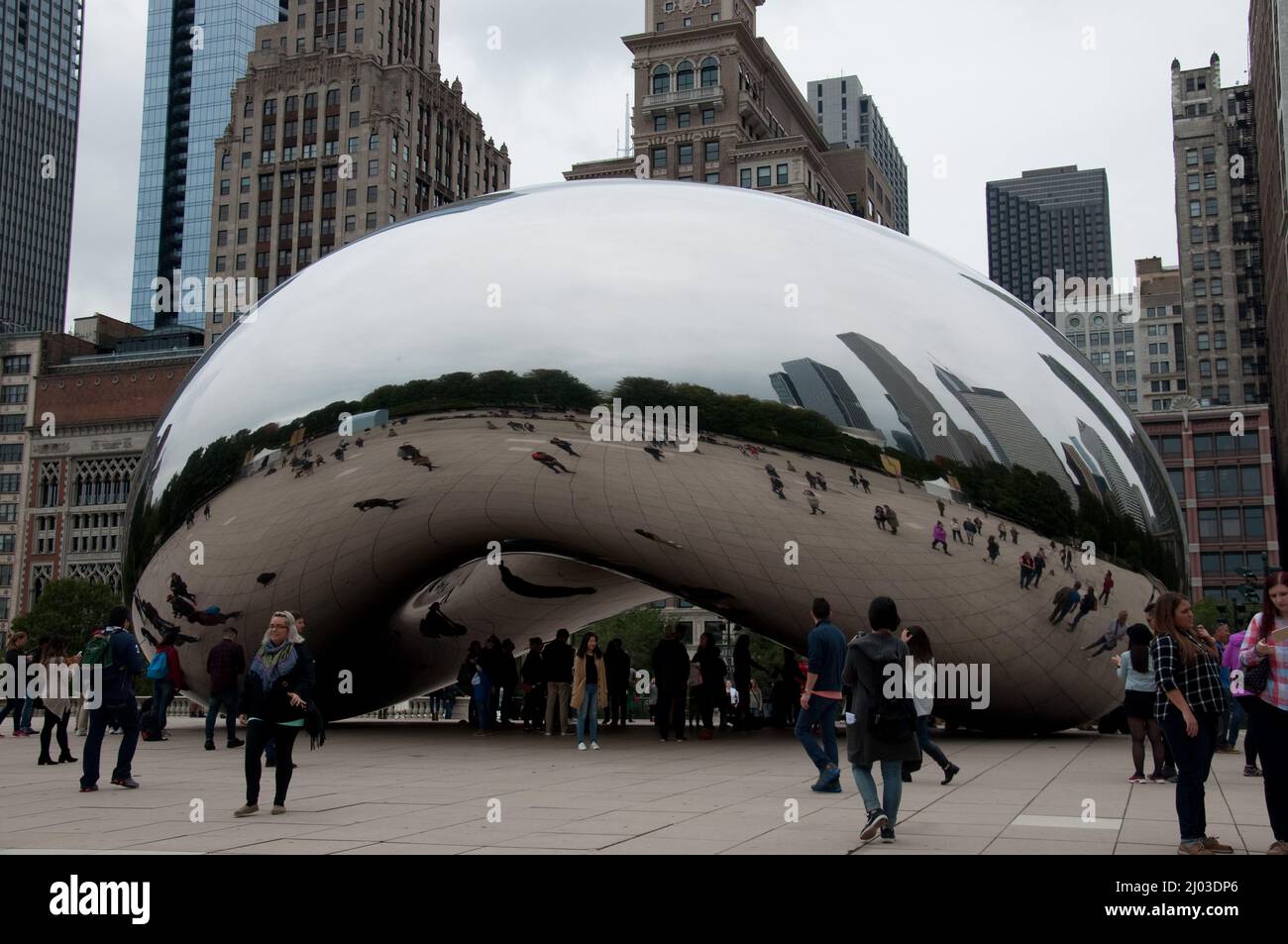 Reflections in The Bean, Chicago, Illinois, USA. This bean attracts