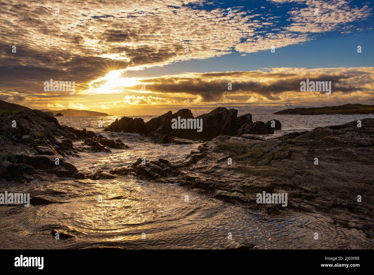Sunset on the Beara Peninsula at Allihies in County Cork, Ireland Stock Photo
