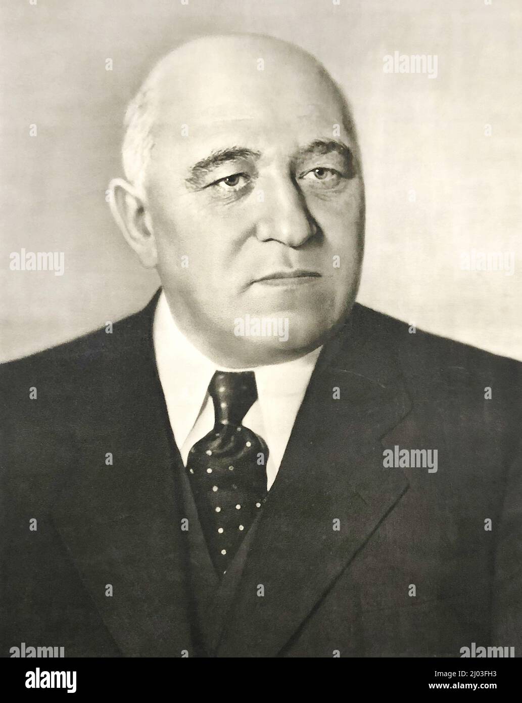 Photo portrait of Matyas Rakosi. Mátyás Rákosi (1892 – 1971) was a Hungarian communist politician who was the de facto leader of Hungary from 1947 to 1956. He served first as General Secretary of the Hungarian Communist Party from 1945 to 1948 and then as General Secretary (later renamed First Secretary) of the Hungarian Working People's Party from 1948 to 1956. Stock Photo