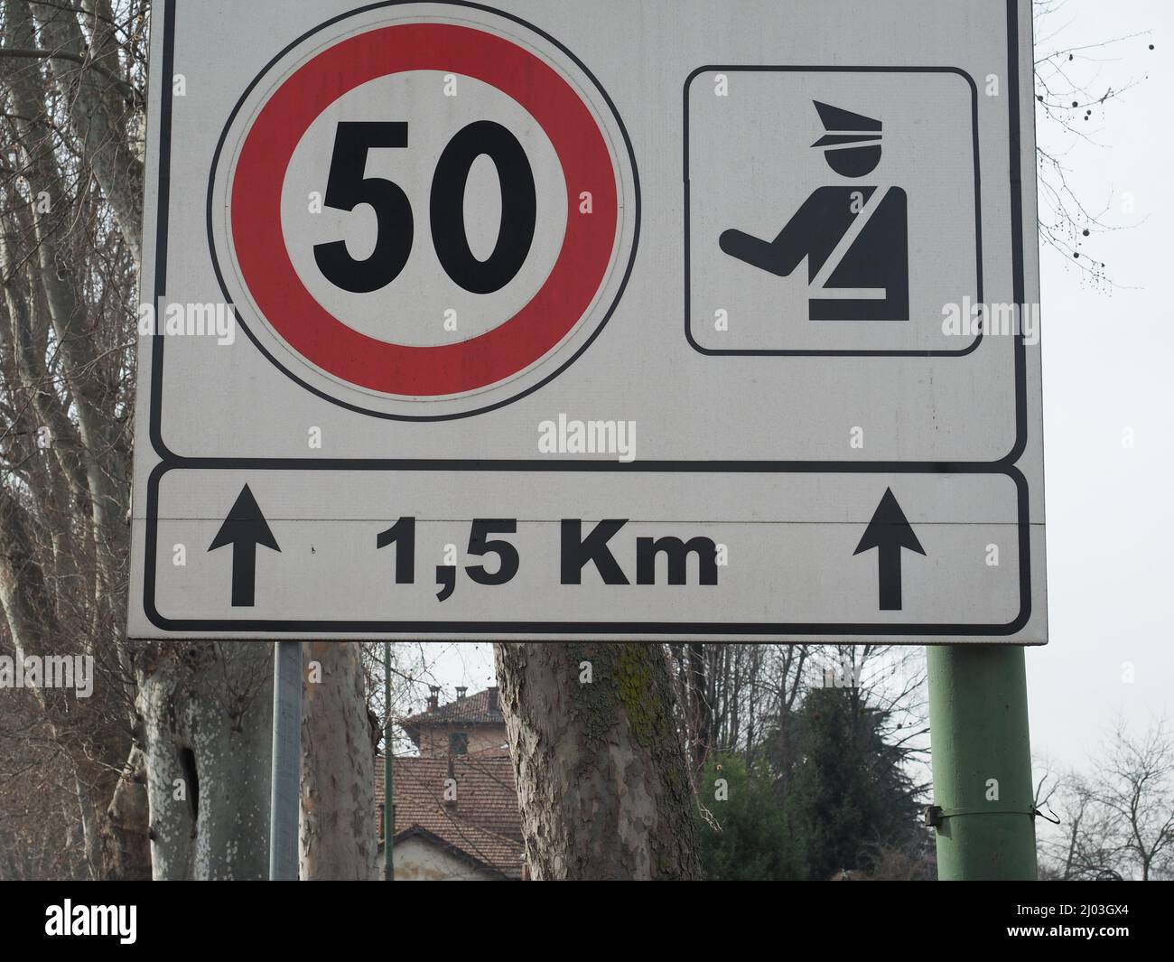 Speed limit and electronic speed check sign Stock Photo Alamy