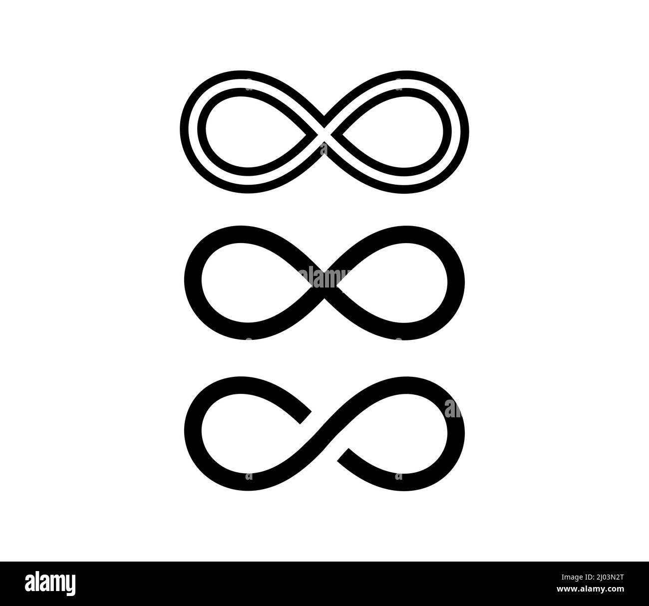 Infinity loop shapes symbols icons on white background. Vector ...