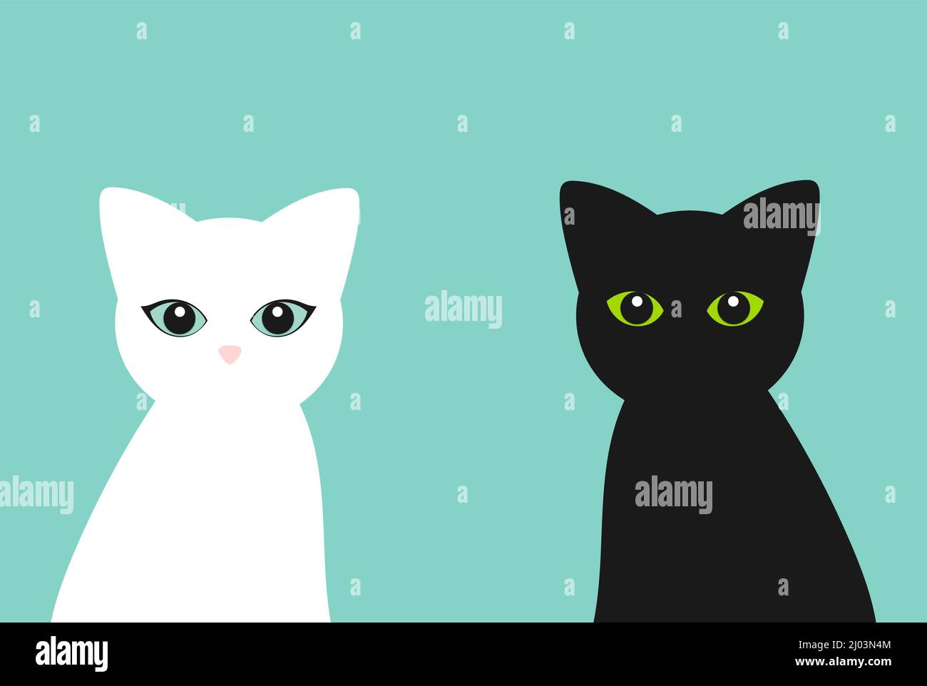 Black and white cats. Vector illustration. Stock Vector
