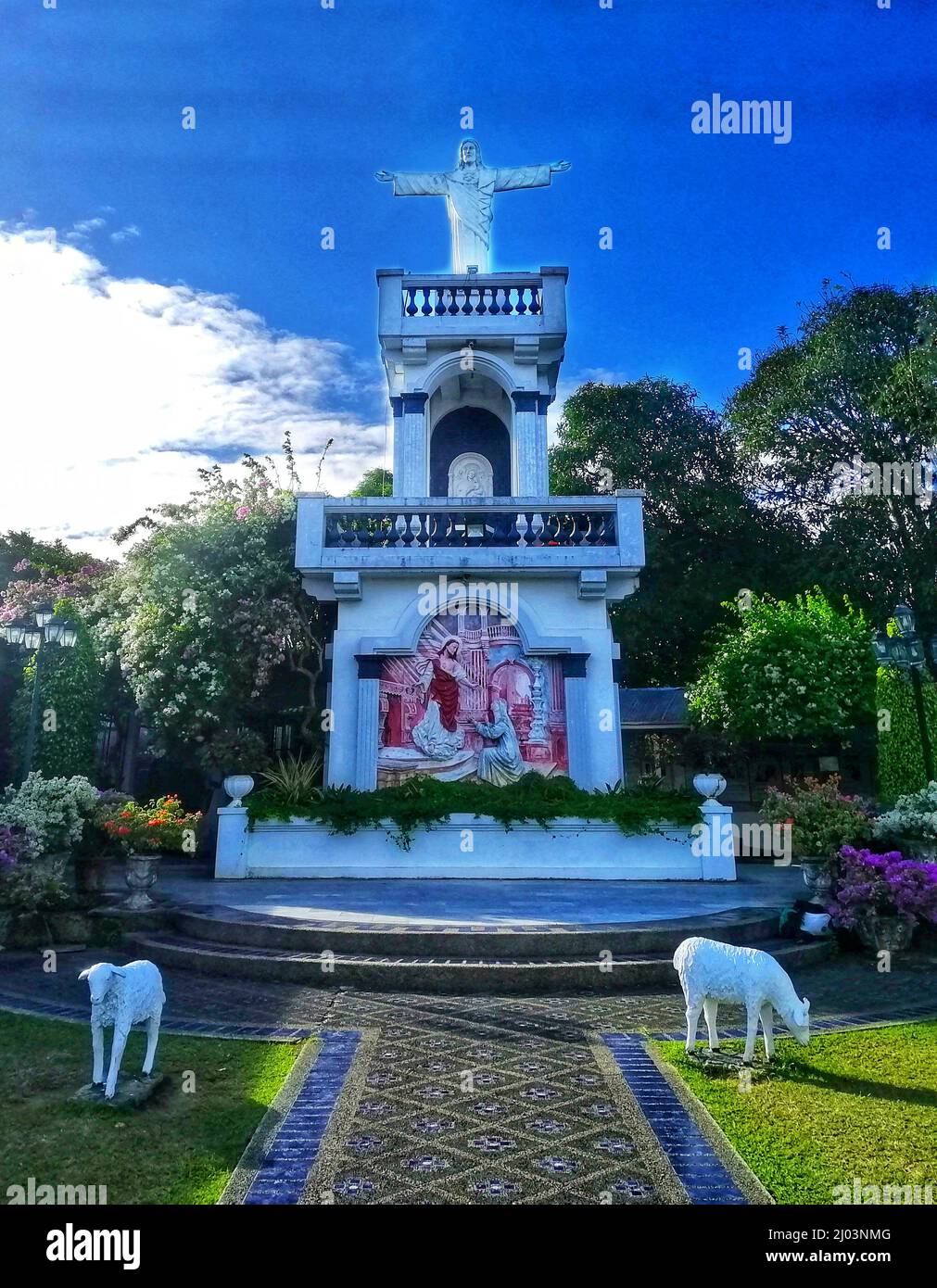Vertical shot of a beautiful religious sculpture in Metro Manila, The