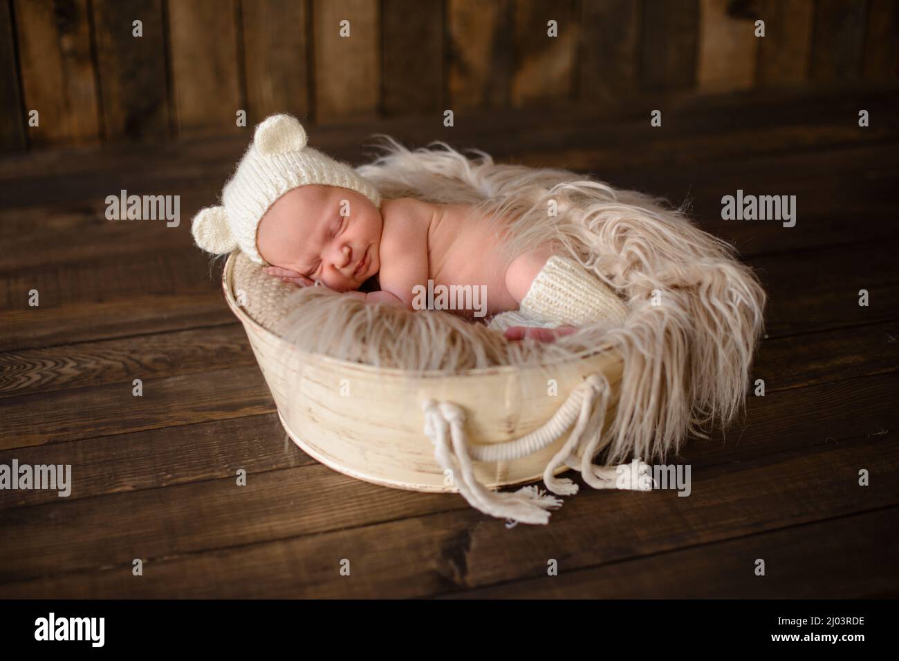 Newborn baby sleep first days of life. Cute little newborn child