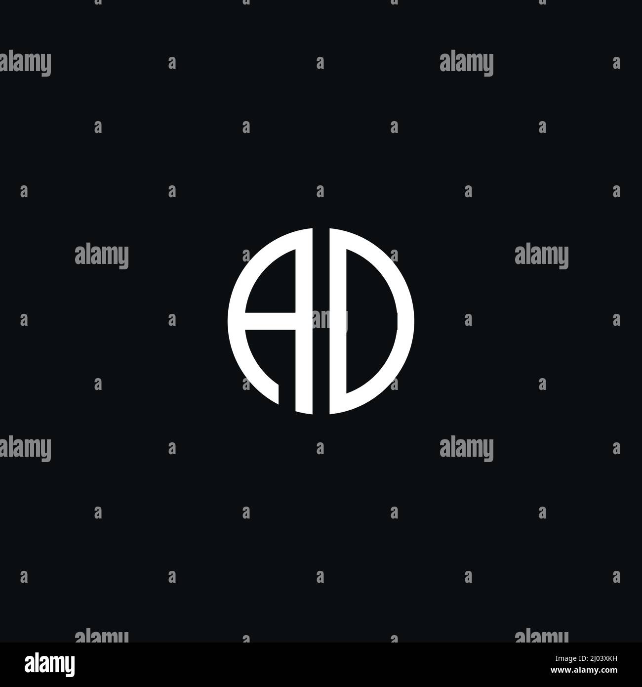 Circle monogram logo icon letter AD Stock Vector