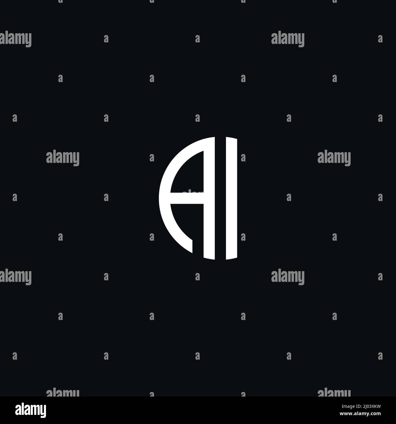 Circle monogram logo icon letter AI Stock Vector