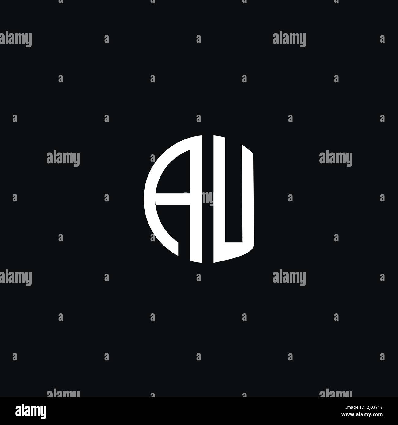 Circle monogram logo icon letter AU Stock Vector