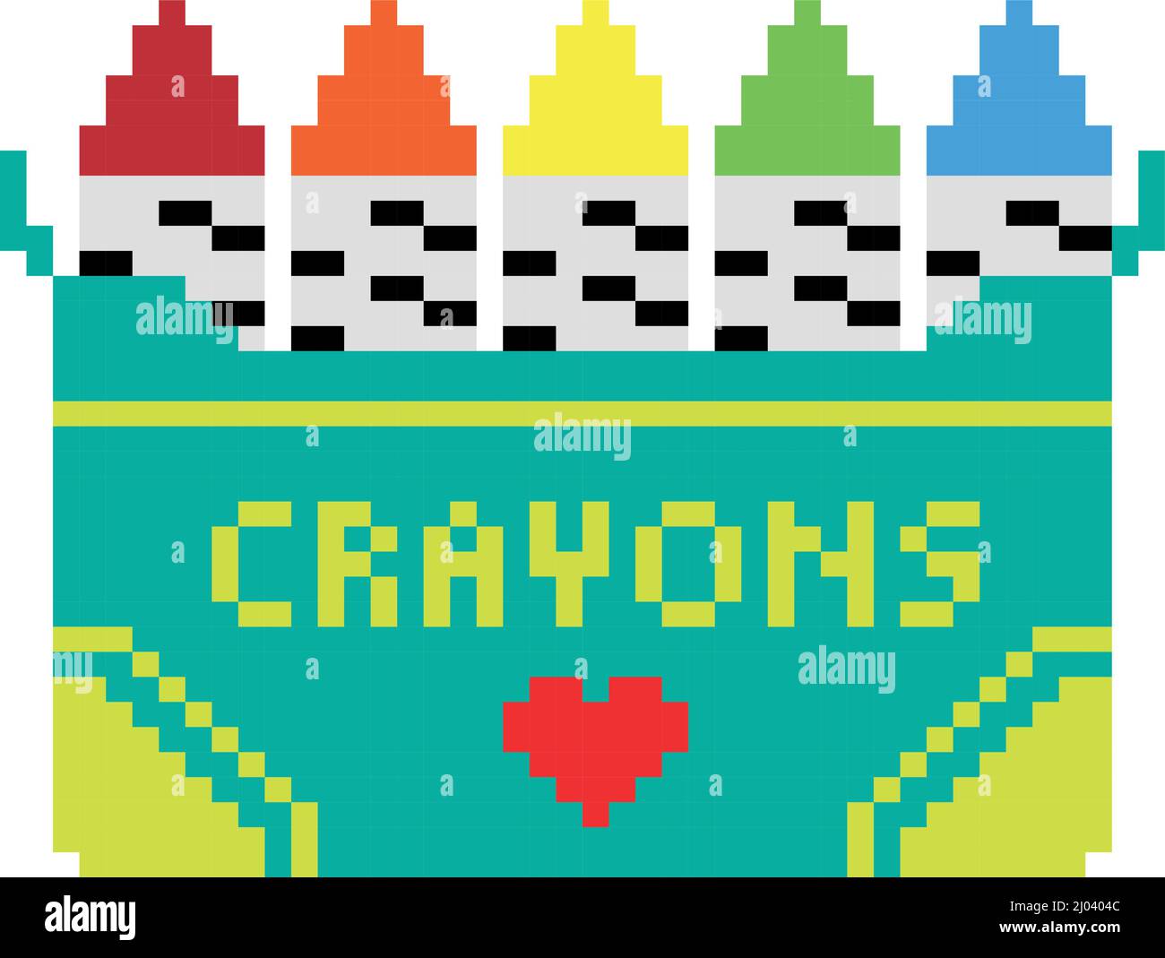 Crayons pixel art vector illustration. crayon box image or clip art ...