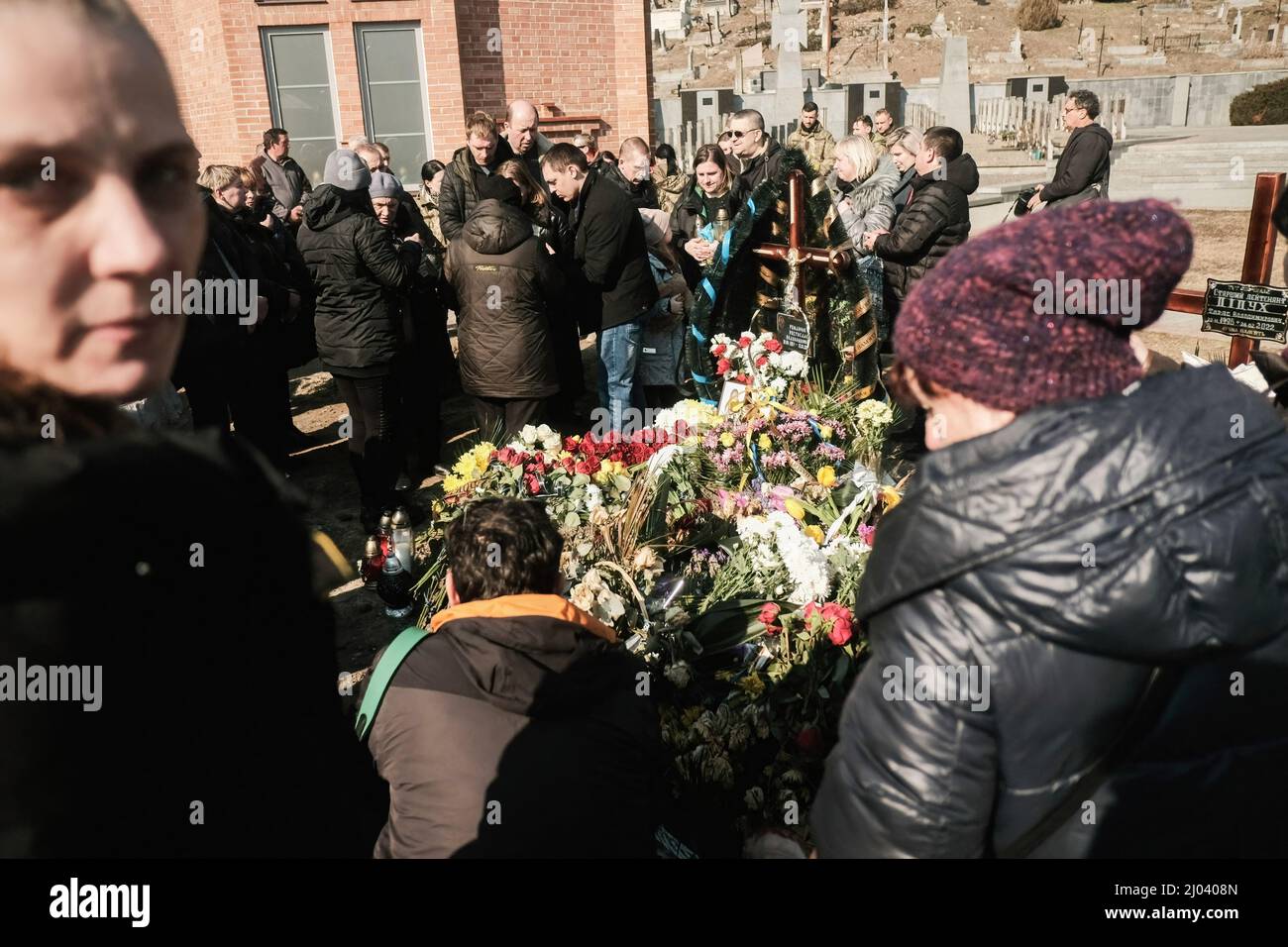 Lviv, Ukraine - 15 Mar 2022, Family members, friends, and comrades pay ...