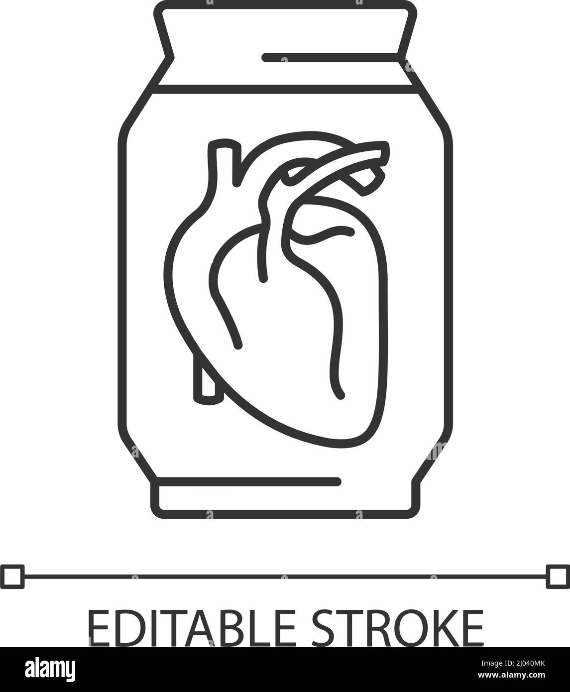 Human heart exhibit at museum linear icon Stock Vector