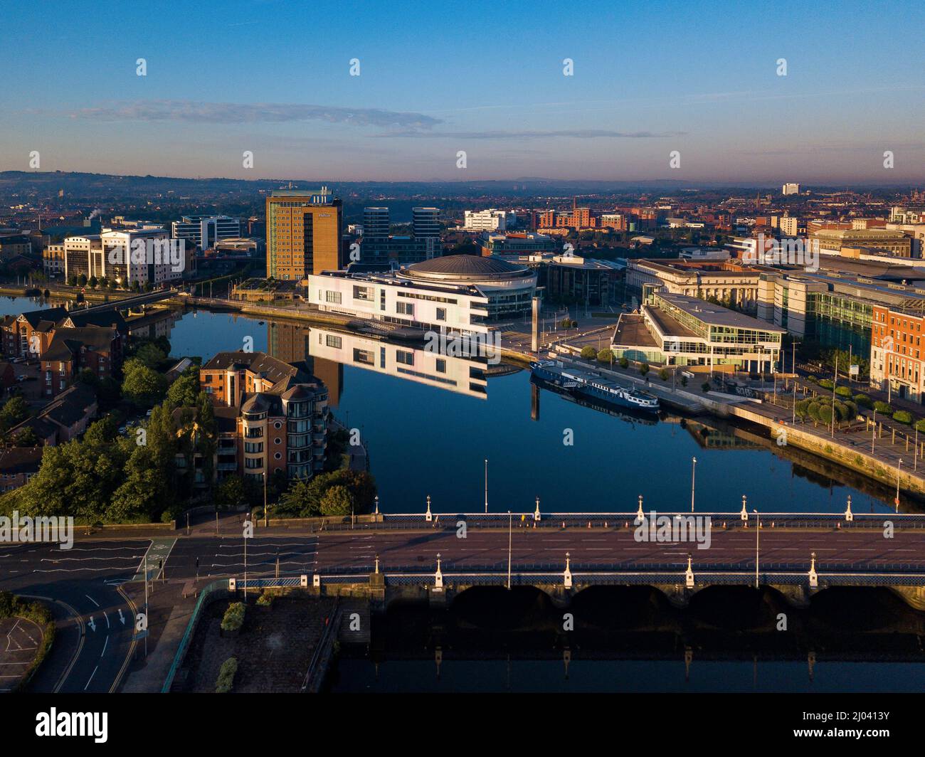 Aerial view of Belfast at Dawn, Northern Ireland Stock Photo - Alamy