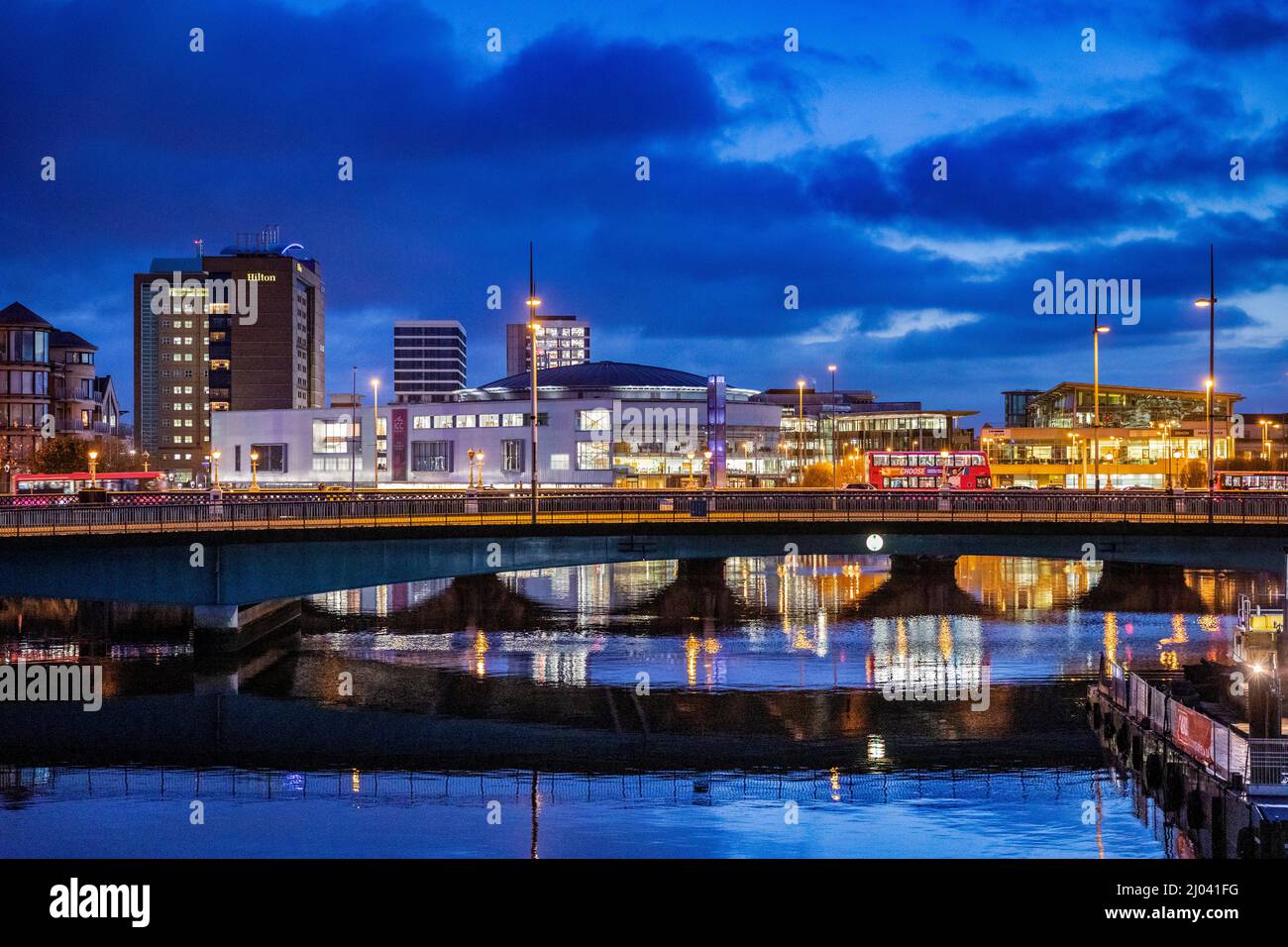 Dusk at Laganside in Belfast, Northern Ireland Stock Photo - Alamy