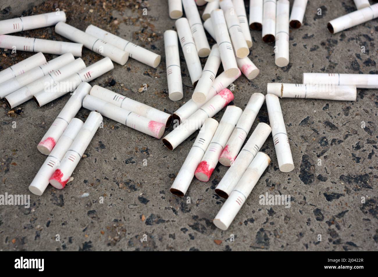 Lifestyle, smoking that kills health. A lot of halfsmoked cigarettes