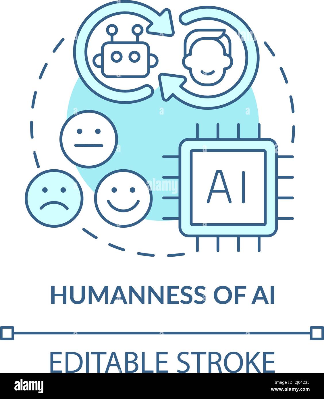 Humanness of AI turquoise concept icon Stock Vector