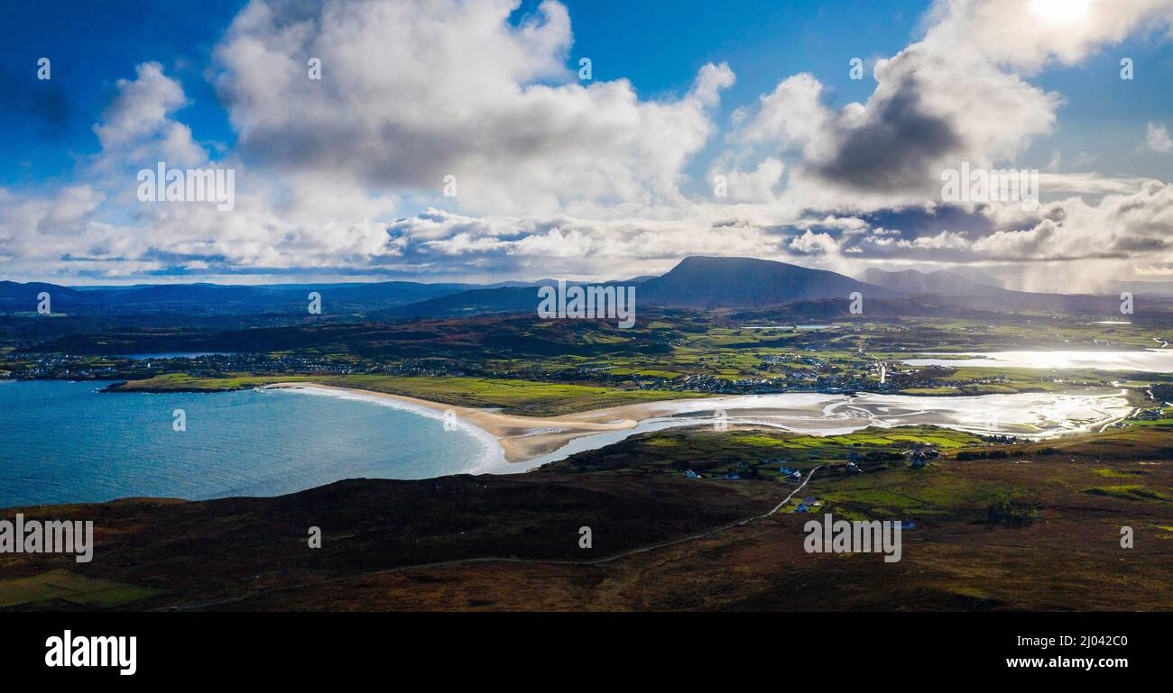 Aerial View of Dunfanaghy with Muckish Mountain, County Donegal